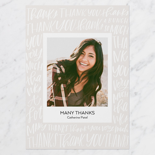 Abundant Thanks Thank You Card, Grey, 5x7 Flat, Pearl Shimmer Cardstock, Square