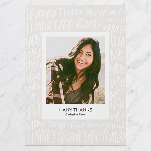 Abundant Thanks Thank You Card, Grey, 5x7 Flat, Luxe Double-Thick Cardstock, Square, Whisper Gray