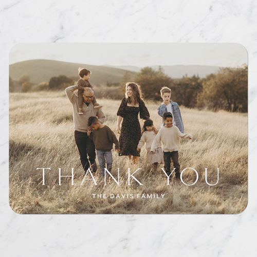 Classy Gratitude Thank You Card, White, 5x7 Flat, Pearl Shimmer Cardstock, Rounded