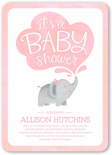 Little Elephant Girl 5x7 Custom Baby Shower Invitations  Shutterfly