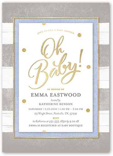 Oh Newborn Boy Baby Shower Invitation, Grey, Luxe Double-Thick Cardstock, Square
