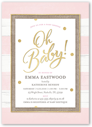Oh Newborn Girl Baby Shower Invitation, Pink, Luxe Double-Thick Cardstock, Square
