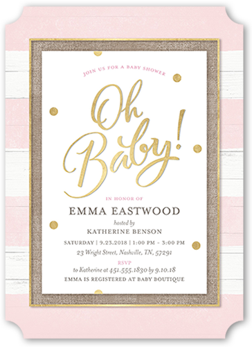 Oh Newborn Girl Baby Shower Invitation, Pink, Matte, Signature Smooth Cardstock, Ticket