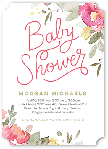 Bold Floral Baby Shower Invitation, White, Matte, Signature Smooth Cardstock, Ticket