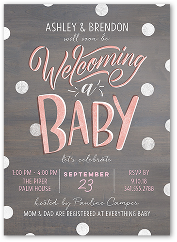 Amazing Type Girl Baby Shower Invitation, Grey, Matte, Signature Smooth Cardstock, Square