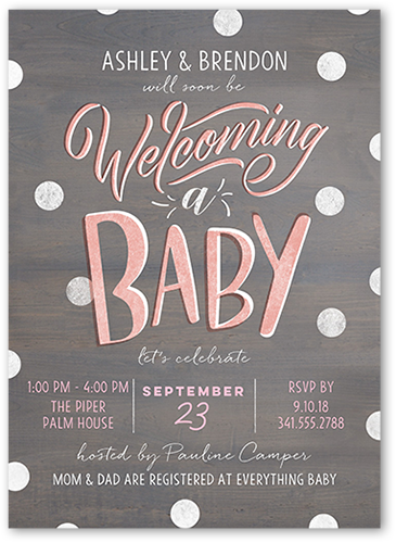 Amazing Type Girl Baby Shower Invitation, Grey, Standard Smooth Cardstock, Square