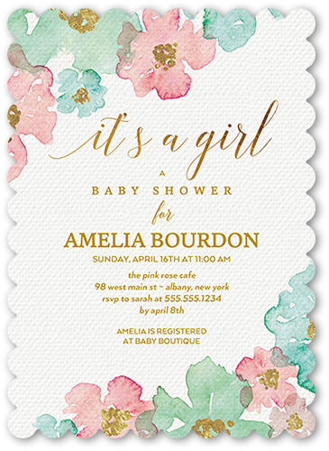 Blooming Floral Arrival Baby Shower Invitation, Beige, Matte, Signature Smooth Cardstock, Scallop