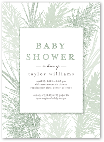 Gentle Forest Baby Shower Invitation, Green, 5x7 Flat, Matte, Signature Smooth Cardstock, Square, Olive