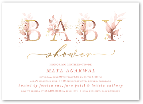 Watercolor Wonder Baby Shower Invitation, Pink, 5x7, Luxe Double-Thick Cardstock, Square