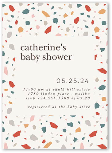 Geometric Spatter Baby Shower Invitation, Orange, 5x7 Flat, Standard Smooth Cardstock, Square