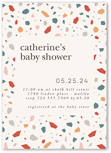 Geometric Spatter Baby Shower Invitation, Orange, 5x7 Flat, Pearl Shimmer Cardstock, Square, Pumpkin