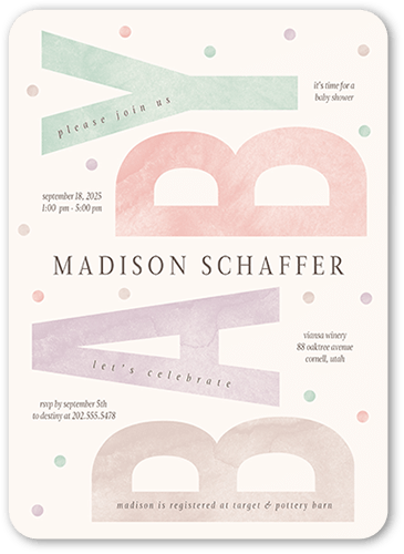 Colorful Child Baby Shower Invitation, Rounded Corners