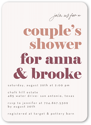 Duo Shower Baby Shower Invitation, White, 5x7 Flat, Write Your Own Greeting, Matte, Signature Smooth Cardstock, Rounded, White