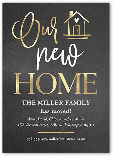 Elegant Home Moving Announcement, Grey, 5x7 Flat, Luxe Double-Thick Cardstock, Square