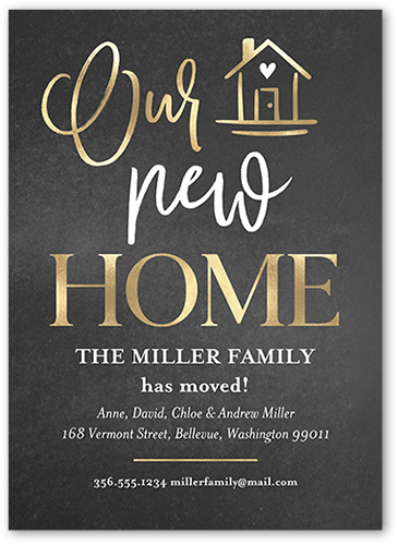 Elegant Home Moving Announcement, Grey, 5x7 Flat, Matte, Signature Smooth Cardstock, Square, Charcoal