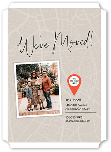 On The Map Moving Announcement, Beige, 5x7, Matte, Signature Smooth Cardstock, Ticket