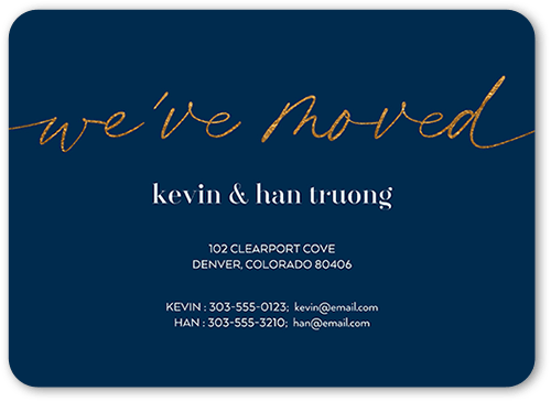 Modern Move Moving Announcement, Blue, 5x7 Flat, Standard Smooth Cardstock, Rounded, Navy