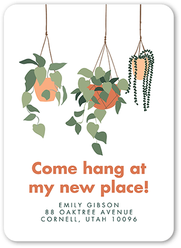 Hang Out Moving Announcement, White, 5x7 Flat, Write Your Own Greeting, Pearl Shimmer Cardstock, Rounded, White