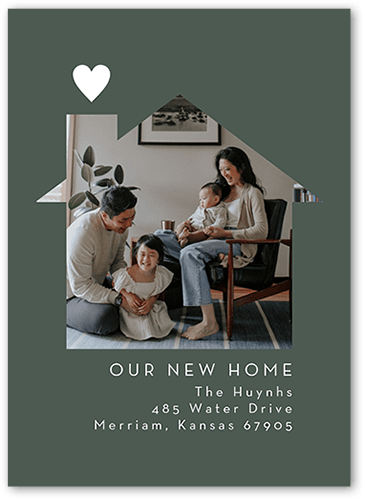 Homey Heart Moving Announcement, Beige, 5x7 Flat, Write Your Own, Pearl Shimmer Cardstock, Square