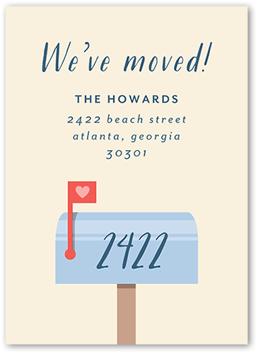 Mailbox Moved Moving Announcement, Beige, 5x7 Flat, Write Your Own, 100% Recycled Cardstock , Square