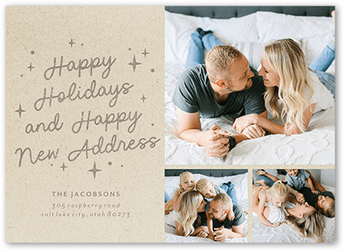 Happily Addressed Moving Announcement, Beige, 5x7 Flat, 100% Recycled Cardstock , Square, Tan