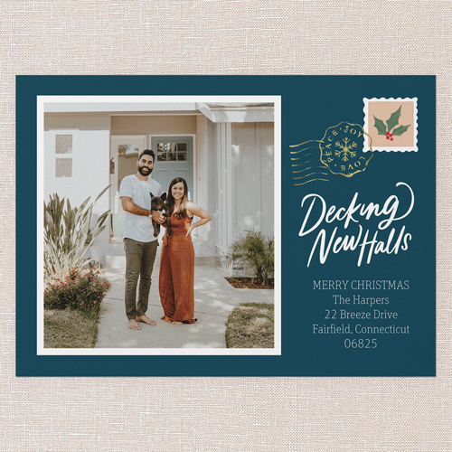 Perfectly Posted Moving Announcement, Blue, 5x7 Flat, Standard Smooth Cardstock, Square, Blue Suede