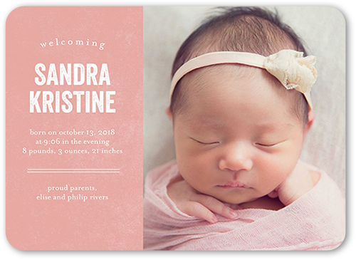 Simple Introduction Girl Birth Announcement, Rounded Corners