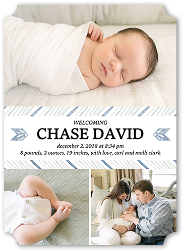 Sweetest Arrival Boy Birth Announcement, White, White, Pearl Shimmer Cardstock, Ticket