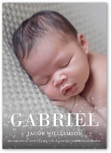 Gentle Welcome Birth Announcement, White, 5x7 Flat, Pearl Shimmer Cardstock, Square
