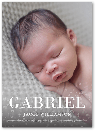 Gentle Welcome Birth Announcement, White, 5x7 Flat, Matte, Signature Smooth Cardstock, Square