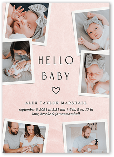 Many Fresh Memories Birth Announcement, Pink, none, 5x7 Flat, Luxe Double-Thick Cardstock, Square, Ballet Slipper