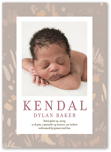 Painted Pattern Birth Announcement, Beige, 5x7 Flat, Standard Smooth Cardstock, Square, Rye