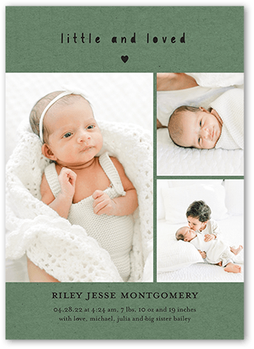 Custom Green Baby Announcement Cards