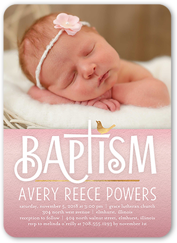 Gradient Christening Girl Baptism Invitation, Pink, Matte, Signature Smooth Cardstock, Rounded