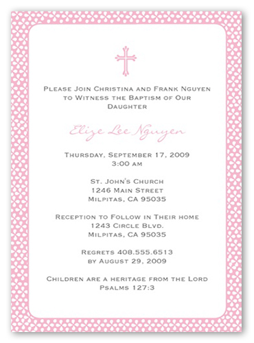 Pink Sprinkles Baptism Invitation, Pink, Pearl Shimmer Cardstock, Square