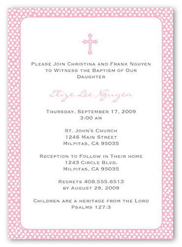 Pink Sprinkles Baptism Invitation, Pink, Luxe Double-Thick Cardstock, Square