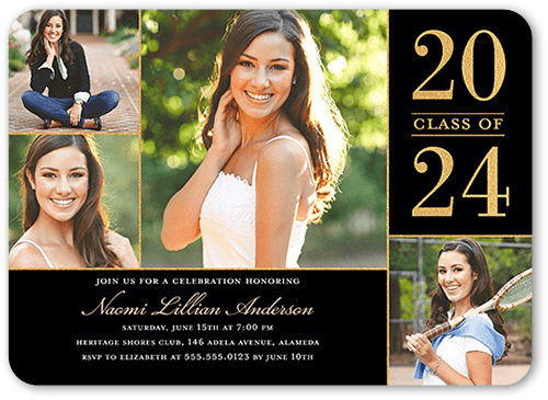 Proud Moment Graduation Invitation, Black, Pearl Shimmer Cardstock, Rounded
