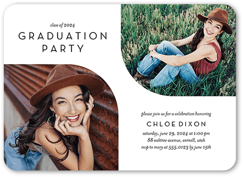 Flowing Frames Graduation Invitation, White, 5x7, Matte, Signature Smooth Cardstock, Rounded