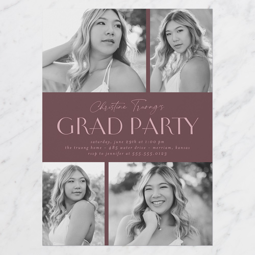 Graduate Gallery Graduation Invitation, Purple, 5x7 Flat, Matte, Signature Smooth Cardstock, Square