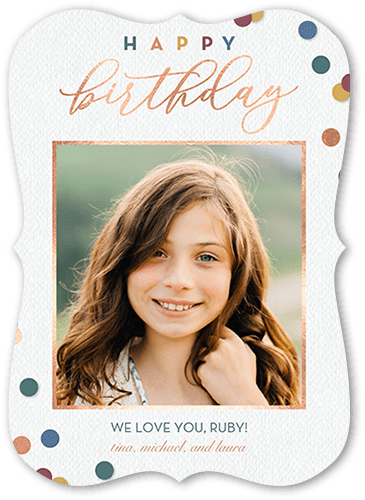 Confetti Birthday Birthday Card, Grey, 5x7, Pearl Shimmer Cardstock, Bracket