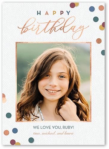Confetti Birthday Birthday Card, Grey, 5x7, Luxe Double-Thick Cardstock, Square