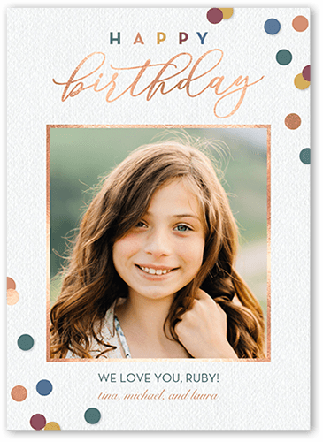 Confetti Birthday Birthday Card, Grey, 5x7 Flat, Luxe Double-Thick Cardstock, Square