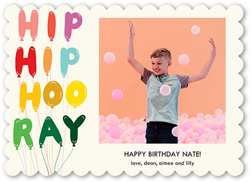 Hooray Day Birthday Card, Yellow, 5x7 Flat, Matte, Signature Smooth Cardstock, Scallop