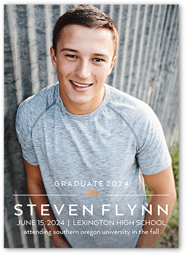 Modern Line Grad Graduation Announcement, White, none, 5x7 Flat, Write Your Own, Luxe Double-Thick Cardstock, Square