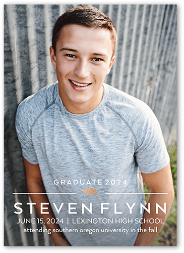 Modern Line Grad Graduation Announcement, White, none, 5x7 Flat, Luxe Double-Thick Cardstock, Square