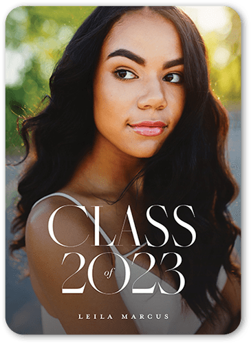 Accomplished Alumni Graduation Announcement, White, 5x7, Pearl Shimmer Cardstock, Rounded