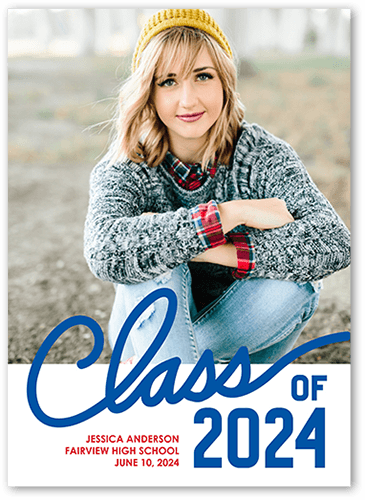 Proud Class Graduation Announcement, White, 5x7 Flat, Luxe Double-Thick Cardstock, Square