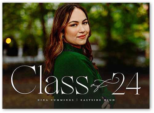 Elegantly Etched Graduation Announcement, White, 5x7 Flat, Standard Smooth Cardstock, Square