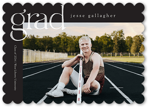 Painted Grad Graduation Announcement, Grey, 5x7 Flat, Matte, Signature Smooth Cardstock, Scallop