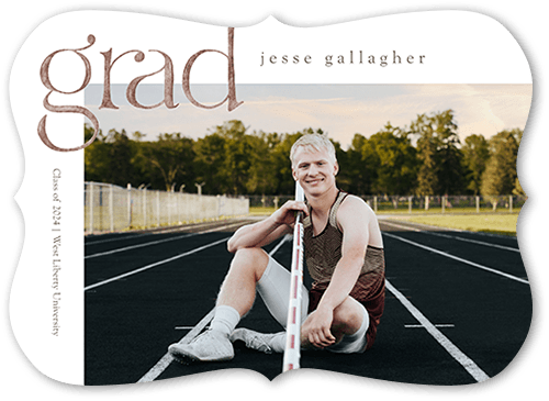 Painted Grad Graduation Announcement, White, 5x7, Pearl Shimmer Cardstock, Bracket